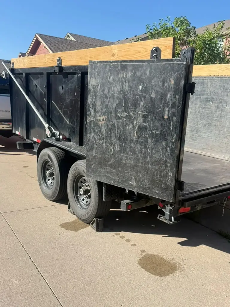 Empty dump trailer ready for rental